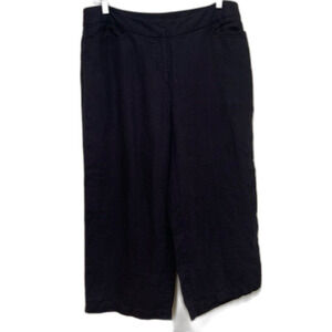 Eileen Fisher Navy Blue Linen Crop pants size medium petite